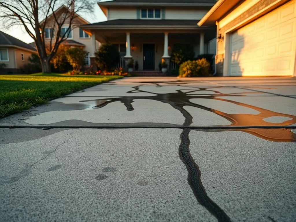 Before: Stained driveway restored to like-new