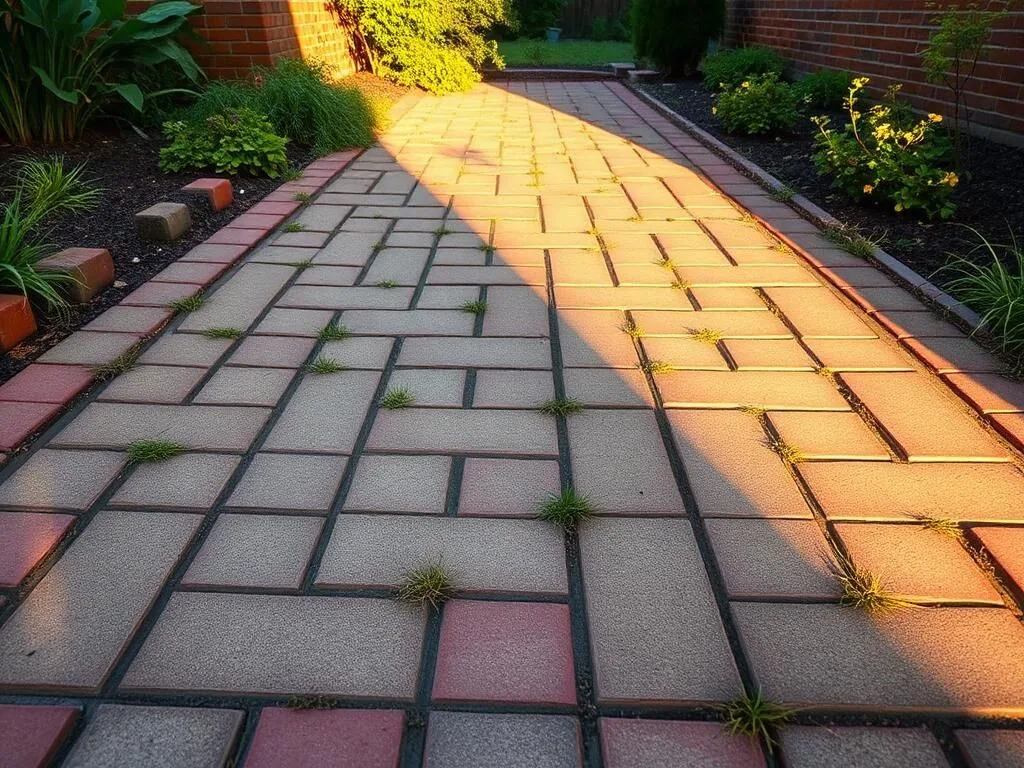 Before: Brick patio lifted from grey to red
